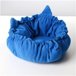 Лежанка для кошек на стяжке с ушками, цвет синий 55 см