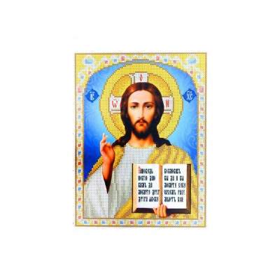 Ткань-схема для вышивания бисером и крестом "Икона Господь Вседержитель" 18х24,5см (кби 4024/3)
