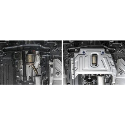 Защита кислородного датчика Rival для Renault Duster I рестайлинг (V - 1.6; 2.0) 2015-н.в., алюминий 3 мм, с крепежом, 333.4725.3