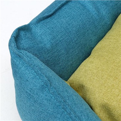 Лежанка мягкая "Софа", мебельная ткань, 60 х 50 х 19 см, жёлто-синяя