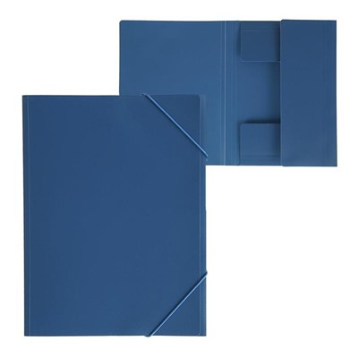 Папка на резинке А4, 500 мкм, Calligrata, корешок 4 мм, до 300 листов, тиснение "песок", синяя