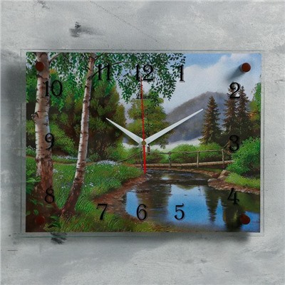 Часы настенные, серия: Природа, "Мостик через речку", 30х40  см, микс