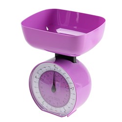 Весы кухонные LuazON LVKM-503, до 5 кг, шаг 50 г, чаша 1000 мл, пластик, фиолетовые