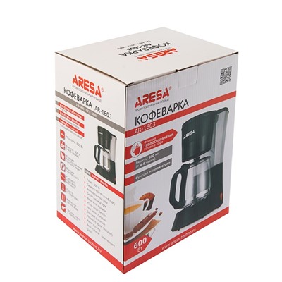 Кофеварка  ARESA AR-1603, 750 Вт, капельная, 0.6 л, черная