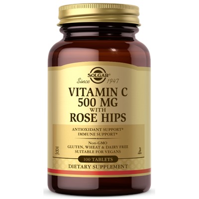 Витамин С и шиповник Solgar Vitamin C 500 mg with rose hips 250 таб.