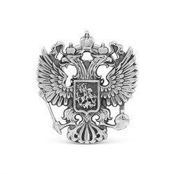 Значок из чернёного серебра - Герб РФ (винтовое крепление) Зн-1001ч