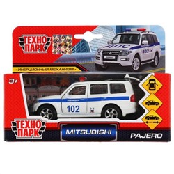 Технопарк мод.  металл. инерц. SB-17-61-MP/W/-WB Mitsubishi Pajero Полиция 12см, откр. двери и багажник, в/к в кор2х24шт