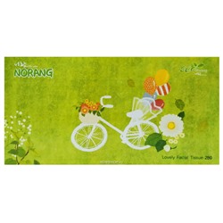 Двухслойные салфетки для лица (зеленый велосипед) Norang (280 шт.), Корея