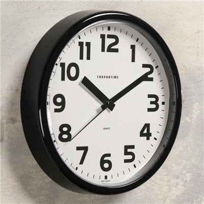 Часы настенные, серия: Классика, плавный ход, d=22.5 cм, черные