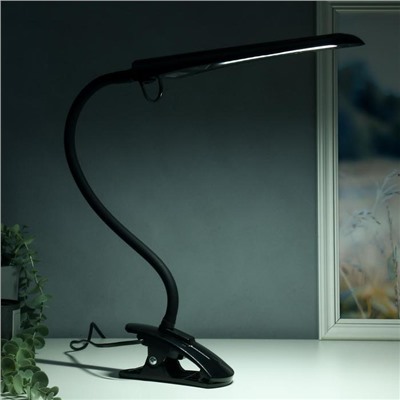 Лампа настольная на прищепке Гермес 8Вт LED, гибкая стойка, черный, h=40 см