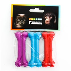 Набор игрушек для собак Gamma "Кость литая №1", каучук, микс цветов, 3 шт по 7,5 см