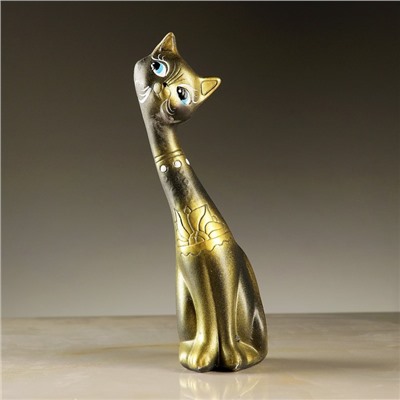 Фигура "Кошка девочка" чёрная с золотом 12х28х10 см
