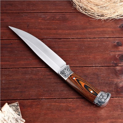 Нож охотничий "Лейв",  в чехле, лезвие 17 см, рукоять деревянная, хром