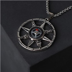 Кулон-амулет "Помпеи" компас, цвет чёрный в серебре, 70 см