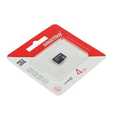 Карта памяти microSDHC Smartbuy 4GB, class 4