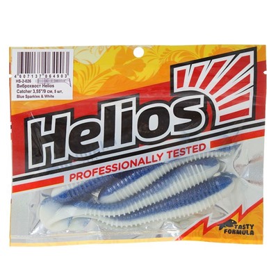Виброхвост Helios Catcher 9 см Blue Sparkles & White HS-2-026 (набор 5 шт)