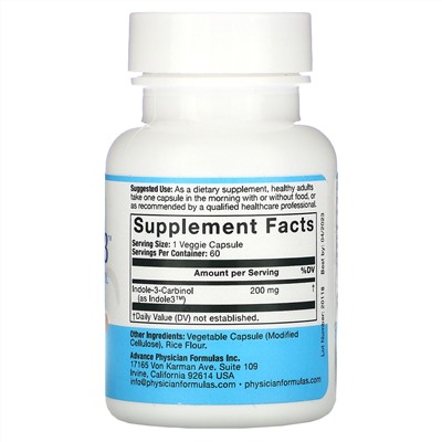 Advance Physician Formulas, индол-3-карбинол, 200 мг, 60 растительных капсул