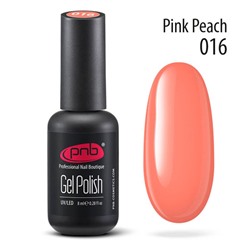 Гель-лак PNB 016 Pink Peach оранжевый, коралловый 8 мл