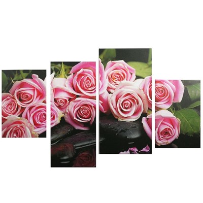 Картина модульная на подрамнике "Нежные розы"  2-30х45; 1-29,5х69; 1-34х69, 80*130 см