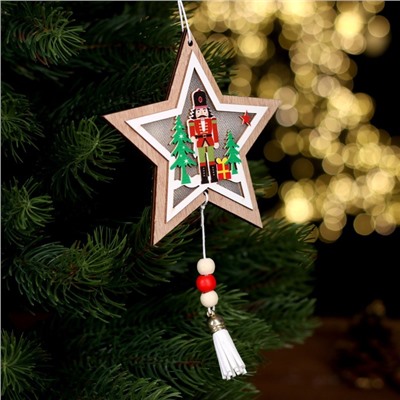 Новогодний декор с подсветкой «Щелкунчик и звезда» 11,5 × 1 × 11,5 см