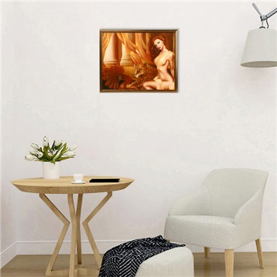 Картина "Огненная девушка с леопардом" 40х50 см