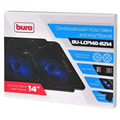 Подставка для ноутбука Buro BU-LCP140-B214 14" 1xUSB 2x 140ммFAN черная