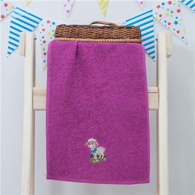 Махровое полотенце "Овечка", размер 30х60 см, цвет фуксия