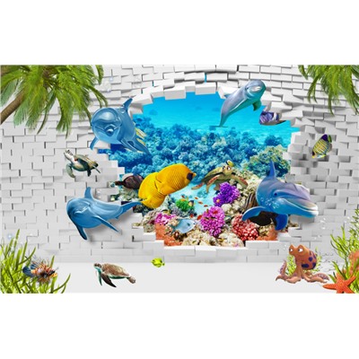 3D Фотообои «Океан за стеной»
