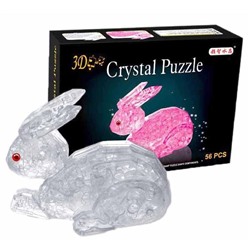 Пазл 3D кристаллический «Заяц», 56 деталей, цвета МИКС