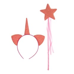 Карнавальный набор «Единорог», 2 предмета: ободок, жезл, цвет оранжевый