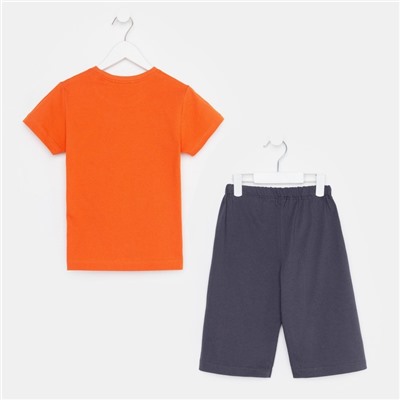 Комплект для мальчика (футболка/шорты), цвет кирпичный/серый, рост 104