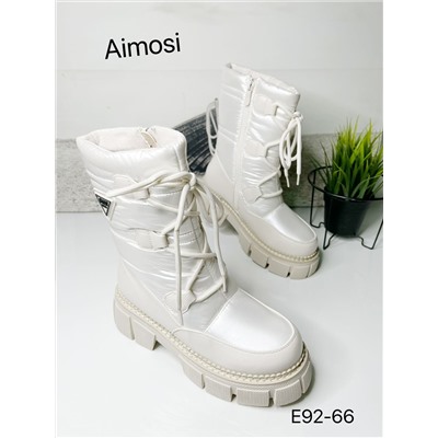Зимние ботинки с натуральным мехом E92-66 молочные