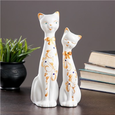 Фигура "Love Коты" большие со стразами набор 2шт белые 9×14× 27 см 076