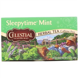 Celestial Seasonings, Травяной чай, мята для времени сна, без кофеина, 20 чайных пакетиков, 1 унция (29 г)