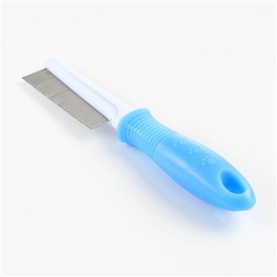 Расчёска "Комфорт" с частыми зубьями, нескользящая ручка, 21 х 3,5 см, голубая