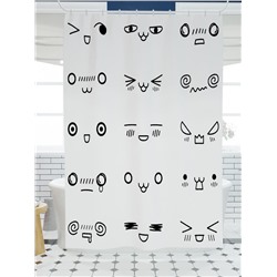 Фотоштора для ванной Эмодзи котики