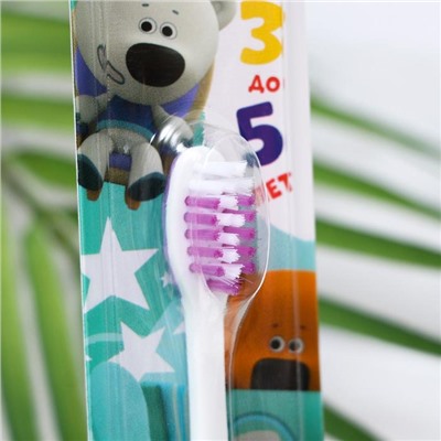 Зубная щётка детская Bambolina «МиМиМишки» мягкая, с подушечкой для чистки языка, 3-5 лет
