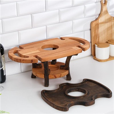 Винный столик деревянный "Premium 4" сандал/эбеновое дерево 45х25х20 см
