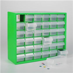 Бокс для хранения мелочей с выдвигающимися ячейками, 40 × 33 см, (1 ячейка 12 × 5,5 см), цвет зелёный