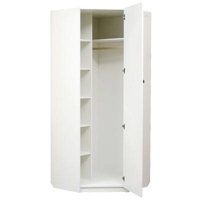 Шкаф угловой с зеркалом «Радуга», 850 × 850 × 2100 мм, цвет белый / лайм