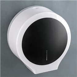 Диспенсер туалетной бумаги 29×26×13 см, втулки 5.7 см и 4.5 см, пластик, цвет белый с чёрным