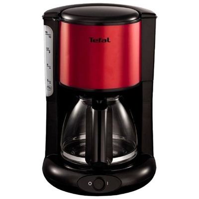 Кофеварка Tefal CM 361Е38, капельная, 1000 Вт, 1.25 л, чёрно-красная