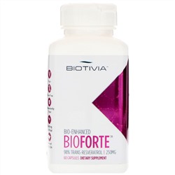 Biotivia, Bioforte, 98% транс-ресвератрола, 250 мг, 60 капсул