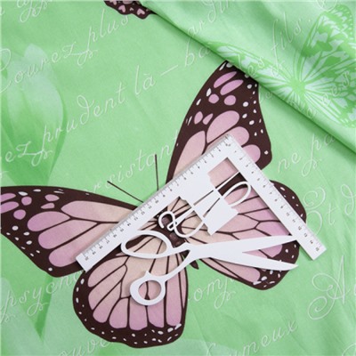 Ткань на отрез бязь 120 гр/м2 150 см Бабочки на зеленом
