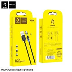 Кабель USB - Micro DENMEN D09V магнитный (черный) 1м