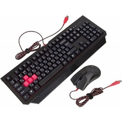 Игровой набор A4 Bloody Q1500/B1500 (Q110+Q9), клавиатура+мышь, проводной,мембранный,черный