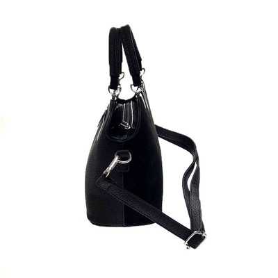 Миниатюрная сумочка Valentiggo с ремнем через плечо из искусственной замши и эко-кожи чёрного цвета.