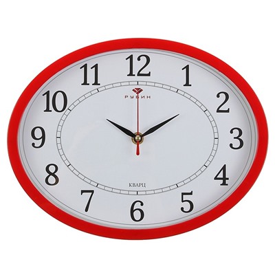 Часы настенные овальные "Классика", 20х27 см  красные микс