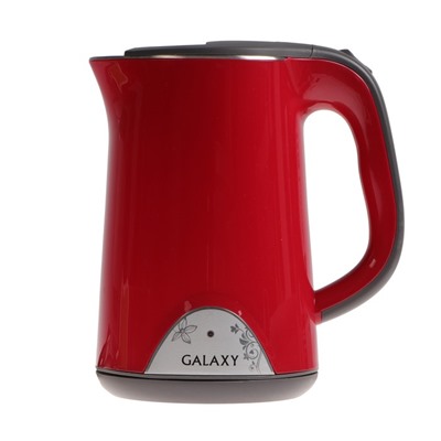 Чайник электрический Galaxy GL 0301, пластик, колба металл, 1.5 л, 2000 Вт, красно-чёрный