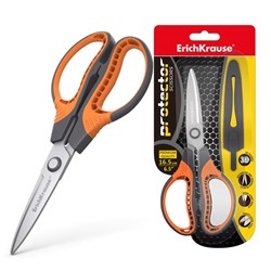Ножницы 16.5 см ErichKrause "Protector" с чехлом, серо-оранжевый 48056